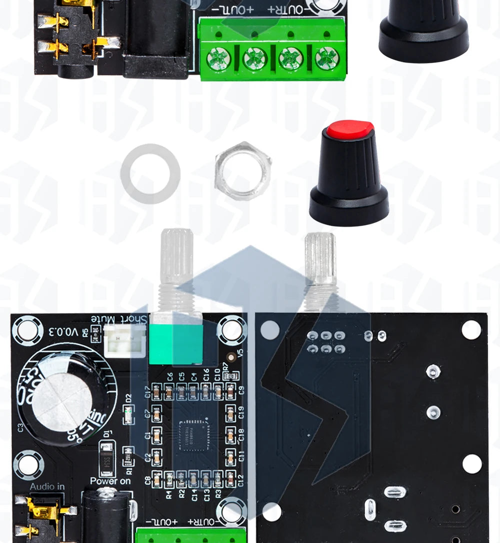 1PCS EGBO Super Slim 2 x 15W PAM8610 Class D Digital Dual Power Audio Amplifier Board 12V black