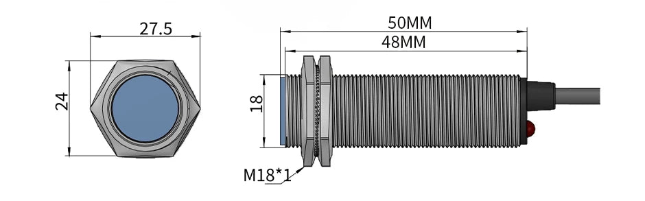 GTRIC Magnetic Reed Switch Proximity Sensor LG18A3 Premium M18 Cylinder Series 10-30 90-220V 10mm Sensing Distance NO NC