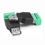 USB 2.0 Type A Male/Female to 5 Pin Screw Connector USB Jack with Shield Screw Terminal Plug Socket for Computer TV Keyboard