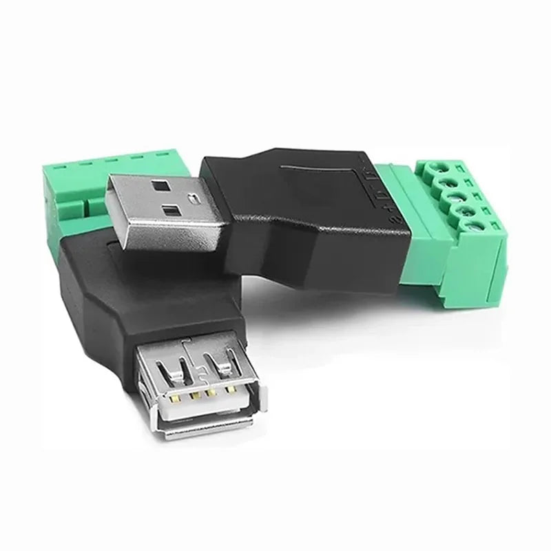 USB 2.0 Type A Male/Female to 5 Pin Screw Connector USB Jack with Shield Screw Terminal Plug Socket for Computer TV Keyboard