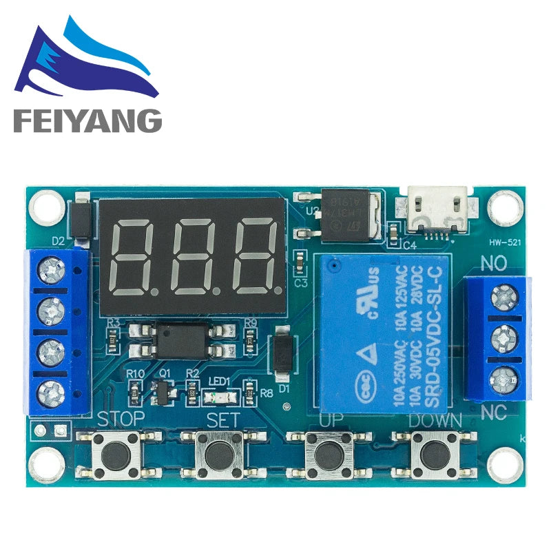 SAMIROB DC 6-30V Support Micro USB 5V LED Display Automation Cycle Delay Timer Control Off Switch Delay Time Relay 6V 9V 12V 24V