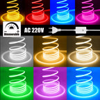 Dimmerable 220V COB Strip Red/Ice Blue/Pink/Yellow/Green/Pink/White 3000K 4000K 6000K Waterproof Flexible Ribbon LED Neon Light