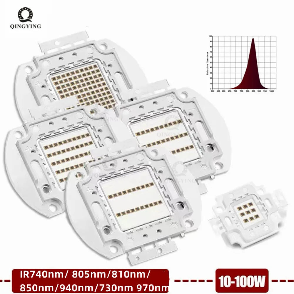 LED IR red 740 805 810 850nm 940 730nm 970nm 10w 20w 30w 50w 100w  cob Light High power infrared Chip  EPILEDS EPISTAR 1pcs