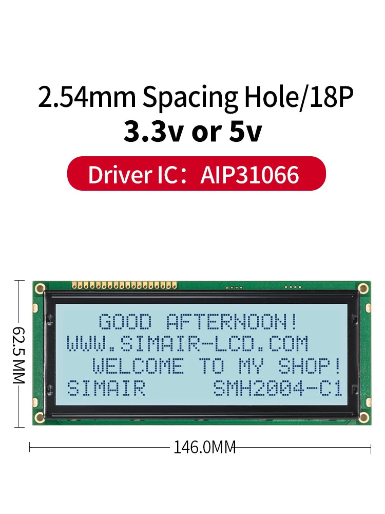 New STN COB 5/3.3V  HD7780 20*4 Dots Screen 2004 Big Character LCD Display 20x4 Blue