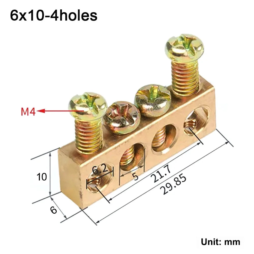 Grounding Bars Copper Wire Connector Multi-specification With Hole Screw Copper Bar Terminal Zero Ground Terminal Electrical