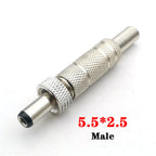 5pcs 5.5x2.5mm 5.5x2.1mm DC 12V Power Jack Male Plug Female Socket Metal Connector Adapter With Thread Lock 5.5*2.1 5.5*2.5