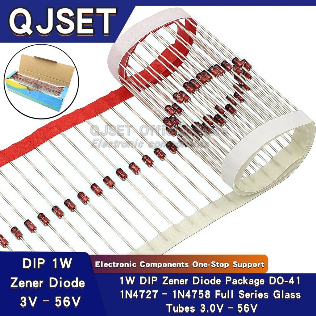 50pcs DIP 1W Zener Diode DO-41 IN/1N47 3.3 V 3.9V 4.3 4.7 5.1 6.2 6.8 7.5 8.2 9.1 10 12 13 15 16 18 20 22 24 27 30 33 36 39 43 V