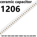 (10pcs) 1206 1NF 50V 100V 250V 500V 1000V 102J 5% COG NPO 3216 SMD Ceramic Capacitors