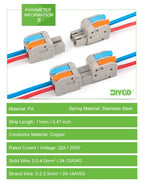 5Pcs DF-2604D Mini Docking Quick Wire Connector Male Female Universal Compact Push-in Butt Conductor Terminal Block 32A 250V