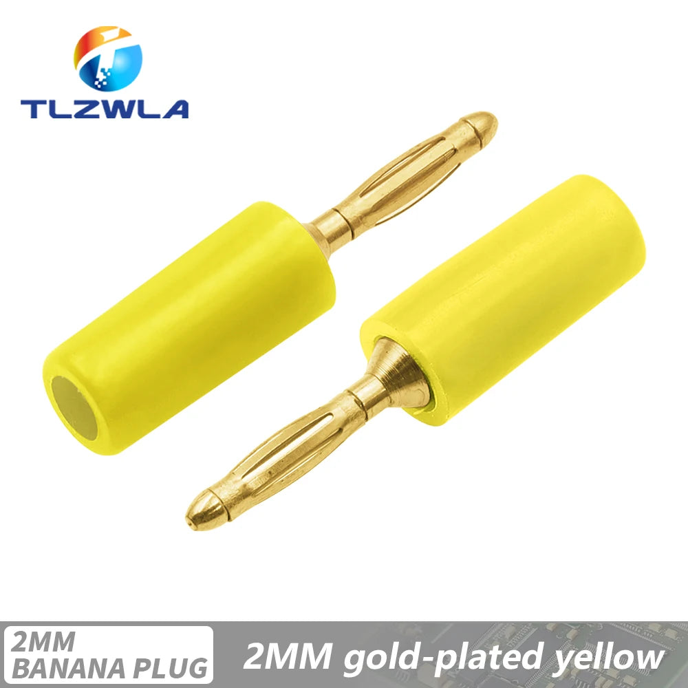 5PCS 2MM Audio Banana Plug Mini Speaker Pure Copper Gold Plated Plug Connector Welded Assembly Experimental Test Cord Head