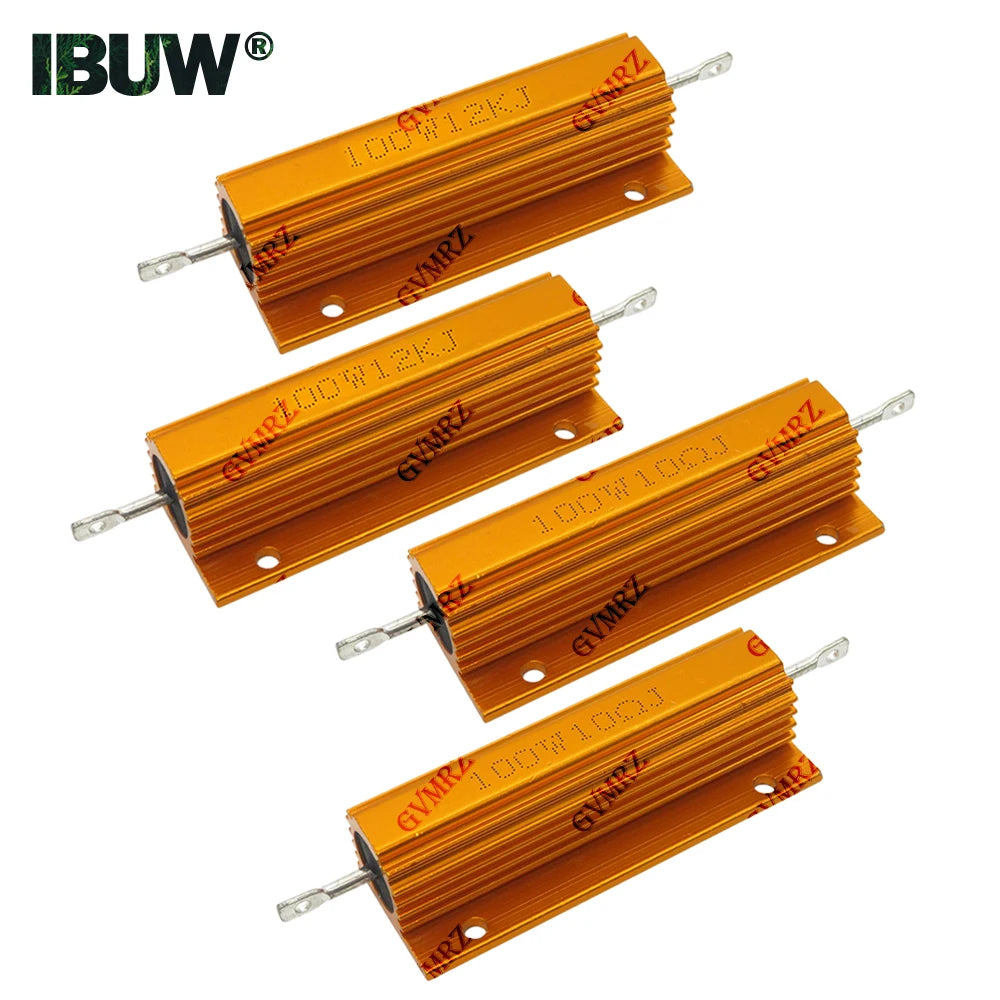 100W Aluminum Housing Power Resistor High Wattage Wirewound Resistor 0.01Ω–150KΩ Assorted Values