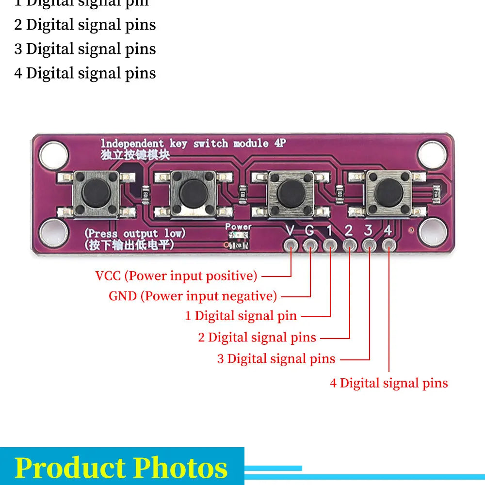 Touch four button switch module compatible with Arduino development board sensor Raspberry PI 51 MCU suite