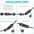 1PC RJ45 8p8c Waterproof Connector, RJ45 Male to Female, Panel Mount Type, Zinc Alloy Body+PA66 Plastic+Copper Contact 250mm