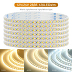5mm 8mm PCB Led Strip Light 1 LED Cut 12V 24V 5m 2835 SMD 120LEDs/m High Brightness Flexible Tape LED Lighting Ribbon for Home