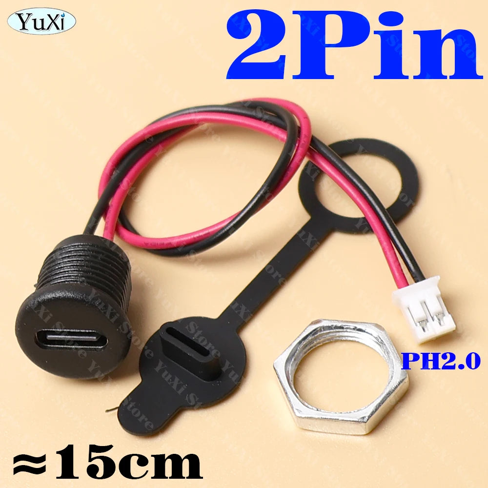 1–20pcs USB-C Type-C Waterproof Connector With Nut Locking Panel Mounting TPC Fast Charging Port Jack Socket 2/4/5/6 Pin PH 2.0