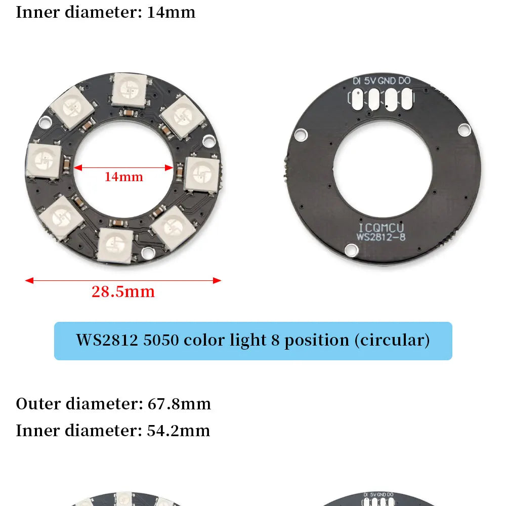 5V 1Bit 3 4Bit 7 8Bit 9 12Bit 16Bit 24Bit 32Bit 64 Bits WS2812 5050 RGB LED Ring Lamp Light + Integrated Drivers For Arduino Diy