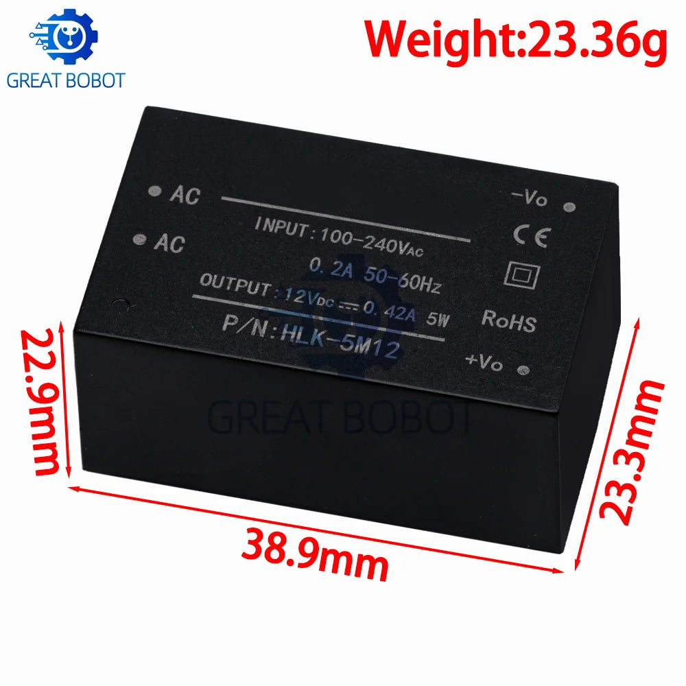 HLK‑PM01/PM03/PM12 Mini Isolated AC‑DC Power Supply Module 220V Input to 5V/3.3V/12V Output for Smart Home