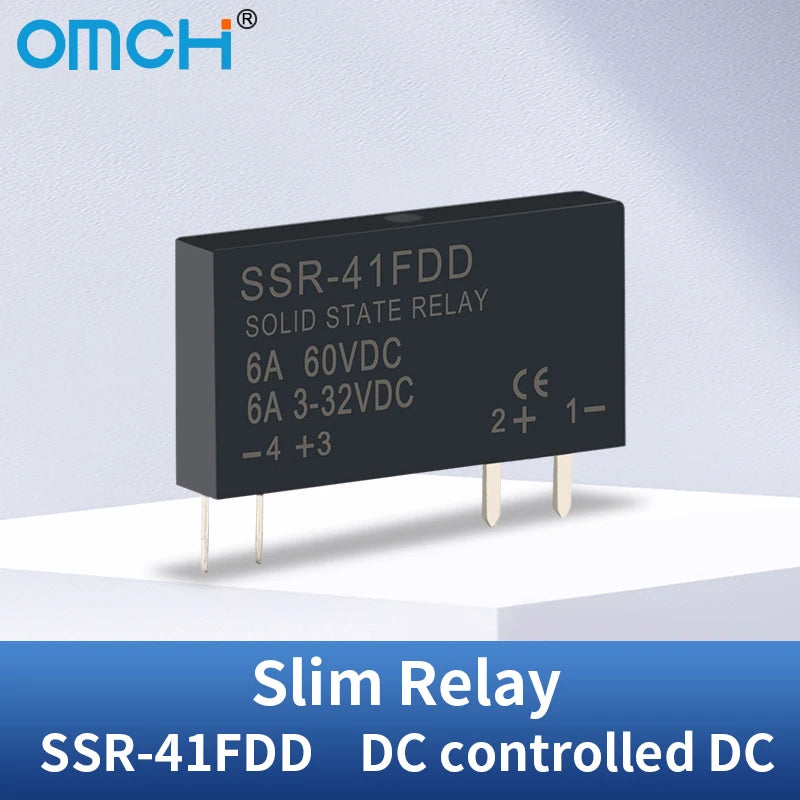 OMCH SSR-41FDA SSR-41FDD Slim Relay 250VAC 3-32VDC 6A Non-contact Din Rail Relay DC-AC DC-DC SSR Solid State Relay Module