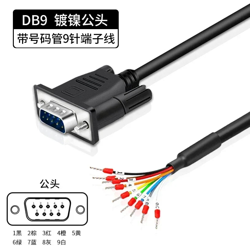 Industrial DB9 DB15 with Terminal Number Connector 9/15 Pin Male Female Single Head Cable Tube Grade Serial Port Connection Line
