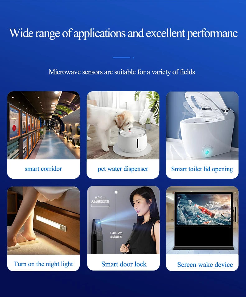 XKC-LD500B Human Existance Motion Sensor 5.8GHz Microwave Radar Action Movements Detect Human Body Presence Sensor
