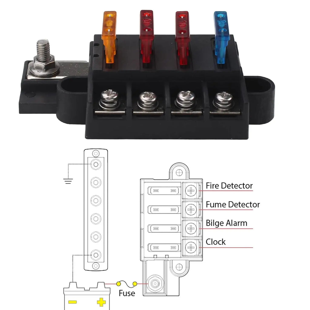 4/6/8 Ways Circuit Fuse Block #5045 ST Blade Fuse Box with Cover for Car Boat Marine