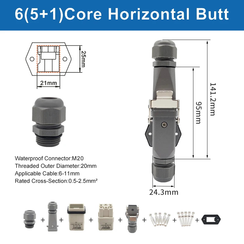HA Heavy Duty Connector Kit 4/5/6/8 Core Pins Male&Female Insert Plug HDC-HA Rectangular Waterproof Industrial Aviation Socket