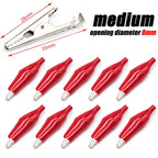 10Pcs Crocodile Type Clip 28 35 45mm Black Red Soft Plastic Coated Testing Probe Mini Alligator Test Clips