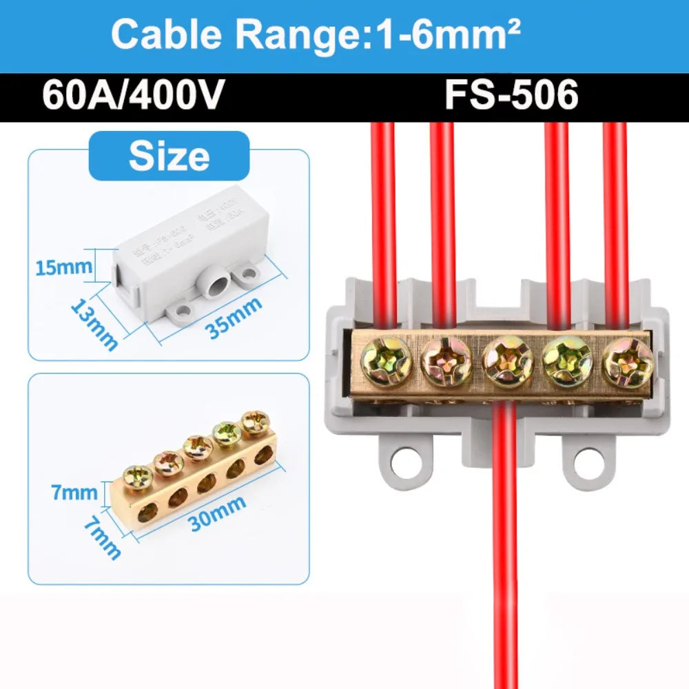 New Conductor Brass High Power Splitter Large Current Universal Quick Terminal Block Terminal Blocks Electrical