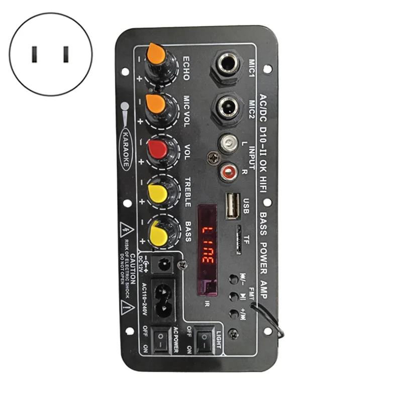 A73E-DC10-II 12V Home Karaoke Car Audio Subwoofer Amplifier Board Bluetooth With Display Outdoor US Plug