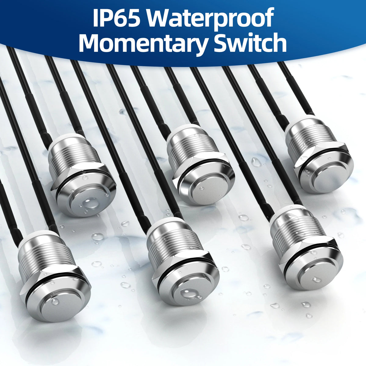 DaierTek 6PCS 12mm Momentary Push Button Switch 12V Metal Waterproof Pushbutton Switch Silver Normally Open (ON) Off 2 Pin SPST