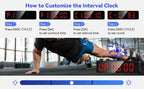 Gym Timer with Remote 12''x 3.5''Ultra-Clear Interval Timer with LED Countdown/Up Wall Clock Power Fitness Timer Stopwatch