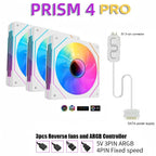 LDPCSJ PRISM 4 PRO 120mm PC Case Fan Equipped with ARGB Controller, 4-Pin PWM Silent Cooling Fan,12V 3Pin Addressable ARGB,45.2CFM High Airflow 600-1500RPM Synchronizable RGB Fan for Gaming Desktop Water Cooling Computer Chas