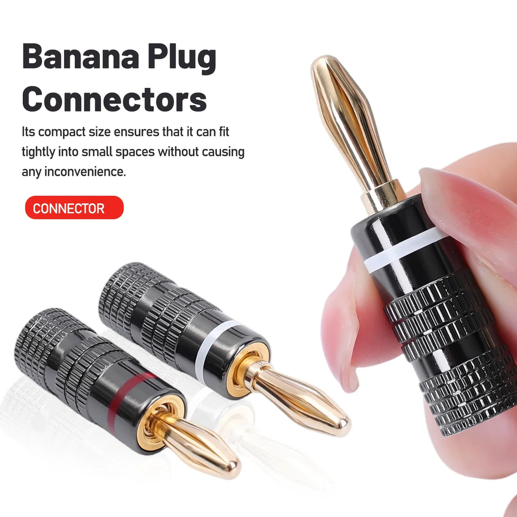 1-10PCS Dual Screw Locking 4MM Banana Plugs 24KGold Plated Copper OFC Speaker Connector for HIFI Audio System Terminal Adapter