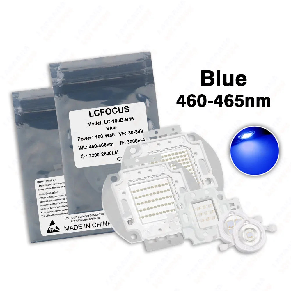 High Bright 1W 3W 5W 10W 20W 30W 50W 100W Royal Lake Blue 440nm 460nm 470nm COB Diode 1 3 5 10 20 30 50 100 300 W Watt LED Bulbs