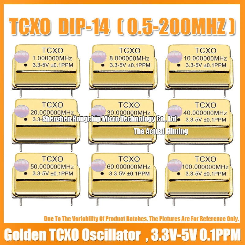 Gold Plated TCXO DIP-14 1M 8/10/16/20/24/25/30/32/40/48/60/100MHZ Golden Rectangular Temperature Compensated Crystal Oscillator