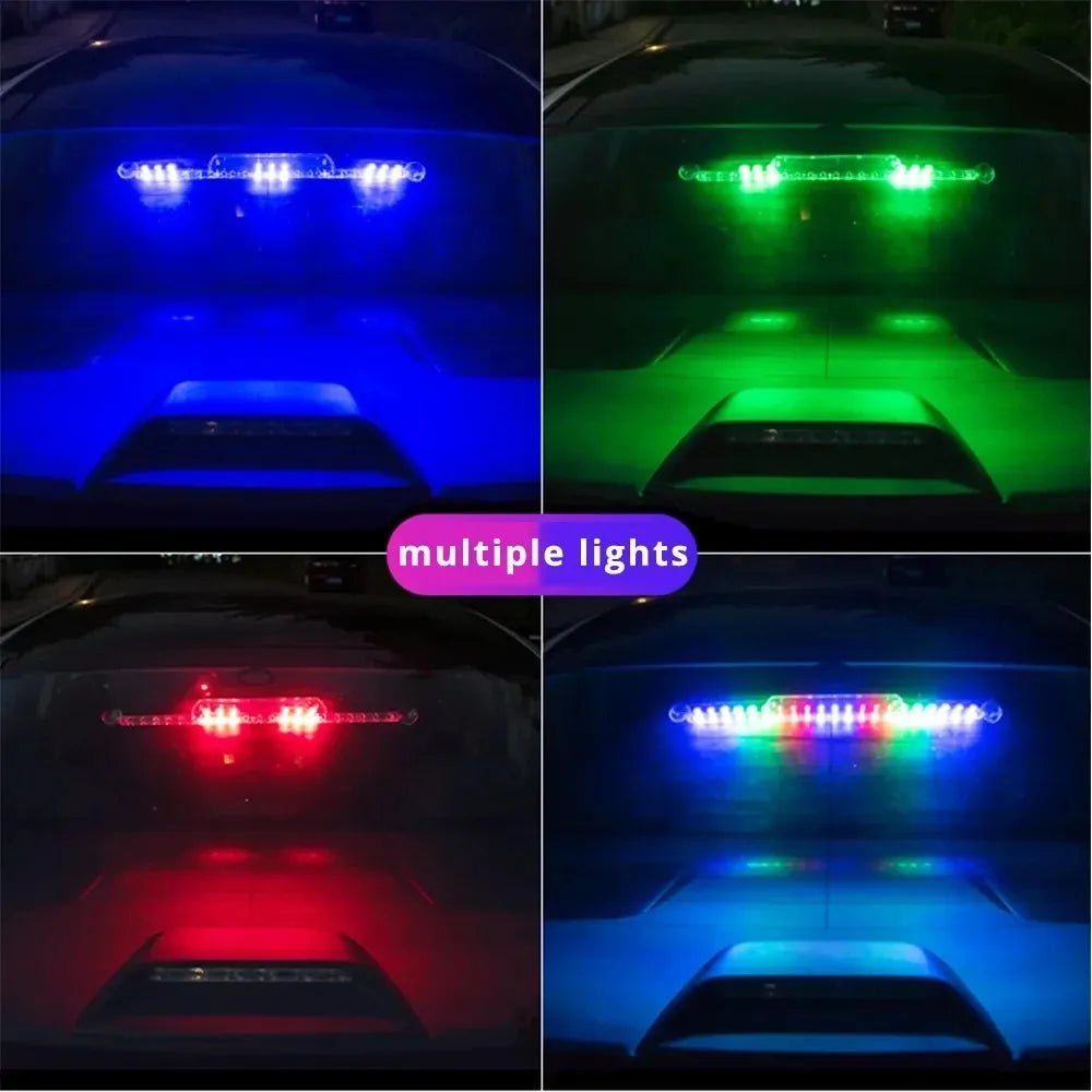 Car Emergency Light Solar RGB Car Strobe Warning Lights Multifunction Decoration Anti-Collision Night Driving Safety Lamp