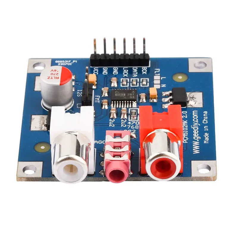 PCM5102/PCM5102A I2S Input DAC Audio Decoder Board Module 3.5mm Stereo Output HiFi Sound Card for Raspberry Pi/Arduino DIY