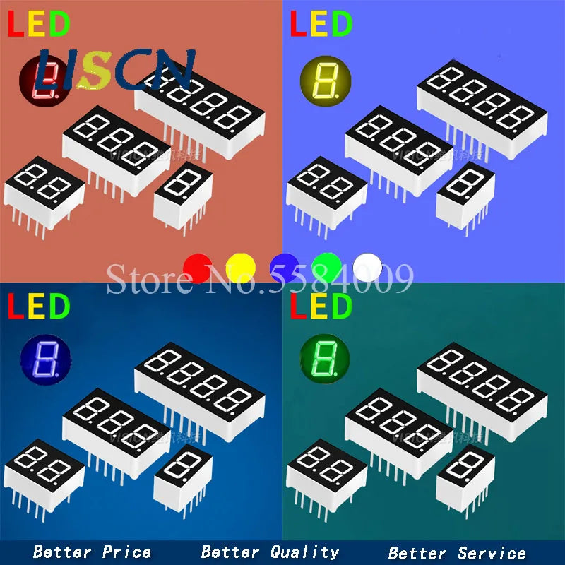 5pcs Digital tube Common AnodeCathode Green Blue White Red 3 4 Bit digital Tube 0.28 0.36 0.56 inch Green LED Display 7 segment