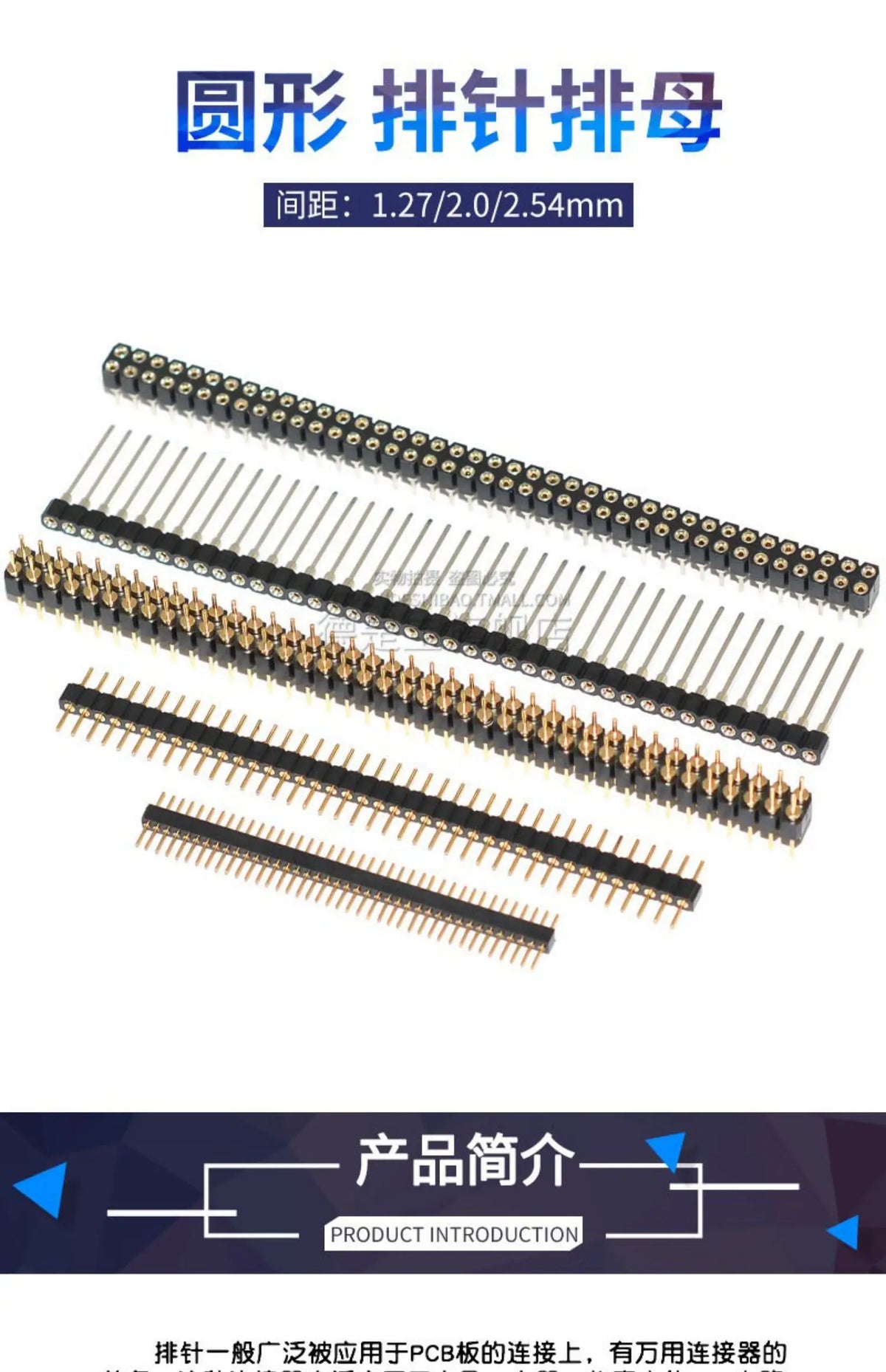 1Pcs 1.27mm/2.0/2.54mm 1/2x40P Round Hole Round Needle Female Header Pin Row Connector Single Double Row Gold Plated Tin Plated