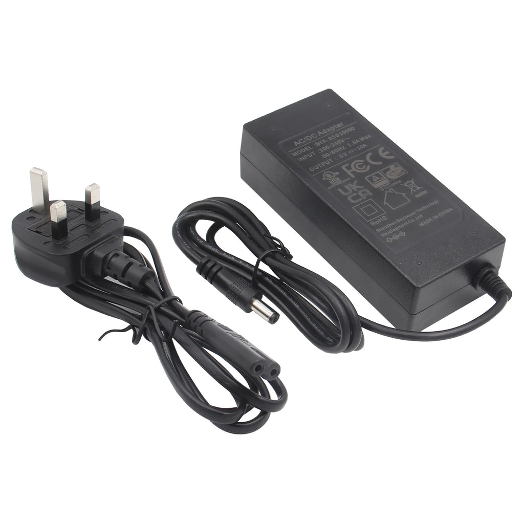 Geekworm 5V 10A Power Adapter Power Supply DC 5.5*2.1mm Jack for Raspberry Pi 5 and X1011 Board