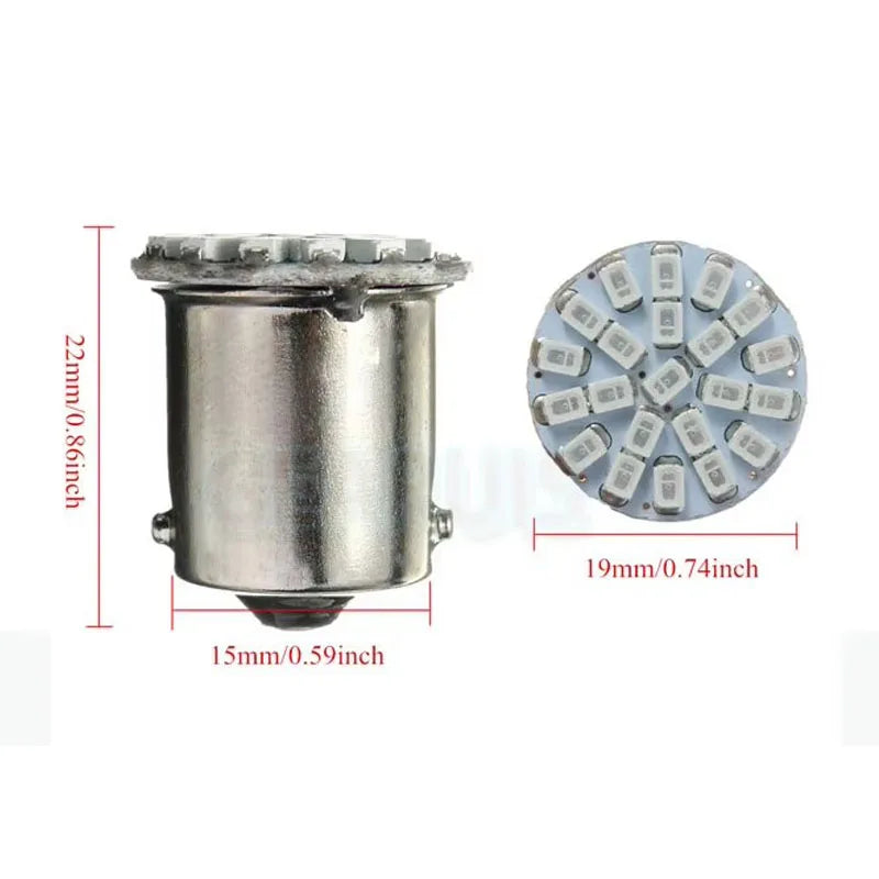 100pcs 24V Truck LED S25 P21W 1156 BA15S 22 SMD 1206 3020 LED car turn reverse parking light bulb lamp 24V