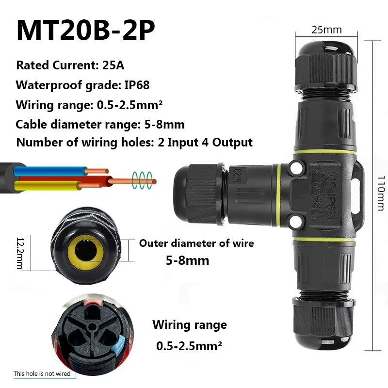 IP68 Waterproof Joint Wire Quick Connection Connector 2 3 4 Pin Solderless LED Lamp Electric Wiring Outdoor Rainproof Terminal