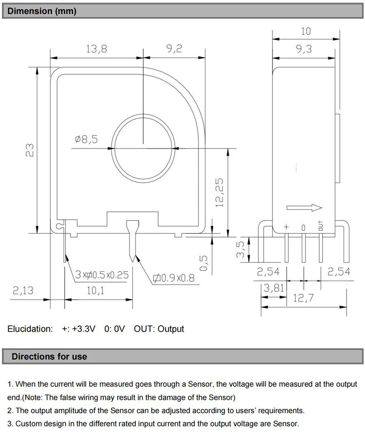 Hall Effect Current Transducer 1.65V 0.625V QNHC3 10A 15A 20A 30A 50A 100A DC Current Sensor 2.5V 2V Transformer PCB Mount CT