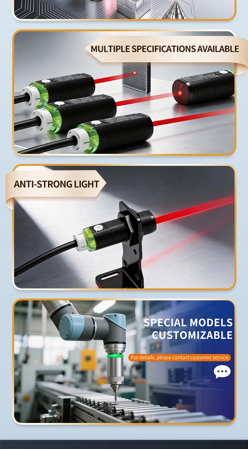 ZHICAN E3FA M18 Cylindrical Photoelectric Sensor Long Range Diffuse Reflective Through Beam Retro Reflective NPN PNP