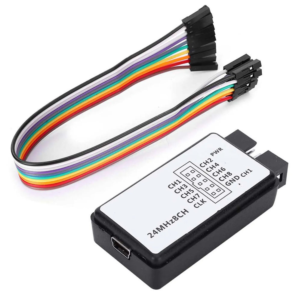 Logic Analyzer 24MHz USB Logic Analyzer Device Set Mini Digital  Size 8 Channel Input Memory 24MHz
