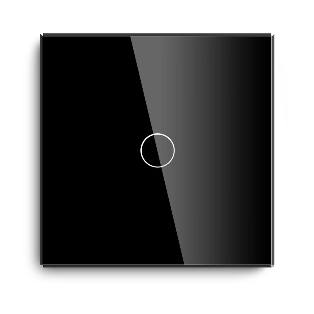 BSEED Touch Switches 1/2/3Gang 1Way Wall Light Switches Blue LED Backlight Glass Sensor Screen Home Switches Black EU Standard