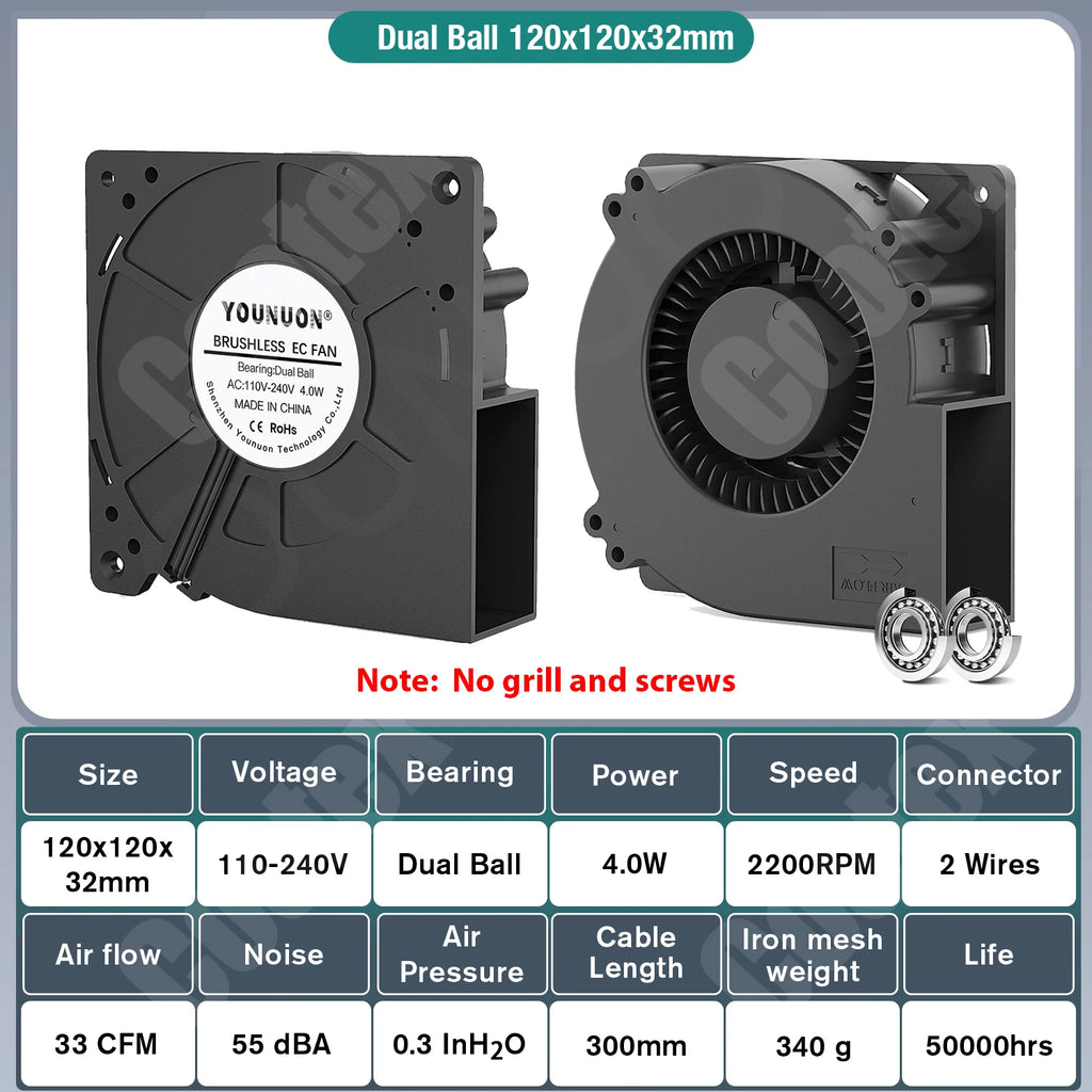 EC Axial Fan 60mm 80mm 90mm 120mm Ball Brushless Fan Cooler AC 110V 120V 220V 230V 240V Computer Case Fan 6025 8025 9225 12038