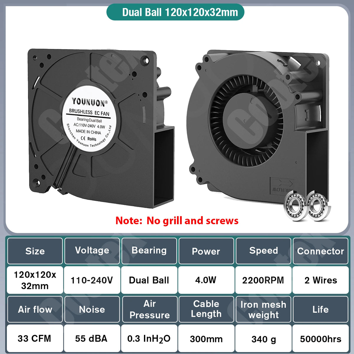 EC Axial Fan 60mm 80mm 90mm 120mm Ball Brushless Fan Cooler AC 110V 120V 220V 230V 240V Computer Case Fan 6025 8025 9225 12038