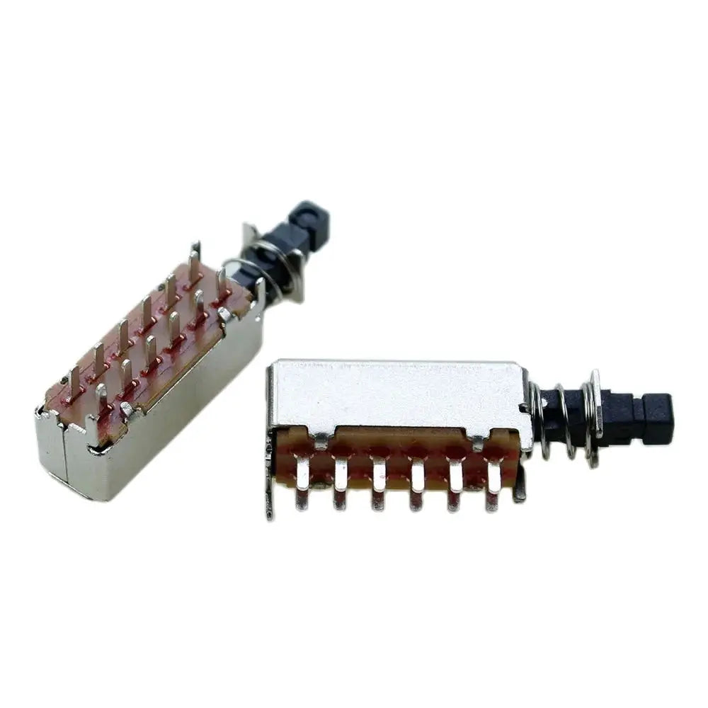 10PCS 12Pin PS42F42 Right Angle PCB Latching Push Button Switch  DPDT Double Pole Self/No-Locking Key Power Switches