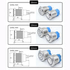 16mm 19mm 22mm Metal Push Button Switch Led Backlit On Off Car Engine Power Start Stop Waterproof With Wire 1NO1NC 5V 12V 220V